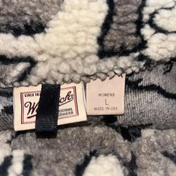 Woolrich Women's Polar Bear Deep Pile Fleece Sherpa Jacket Gray/White Size L - Picture 6 of 7